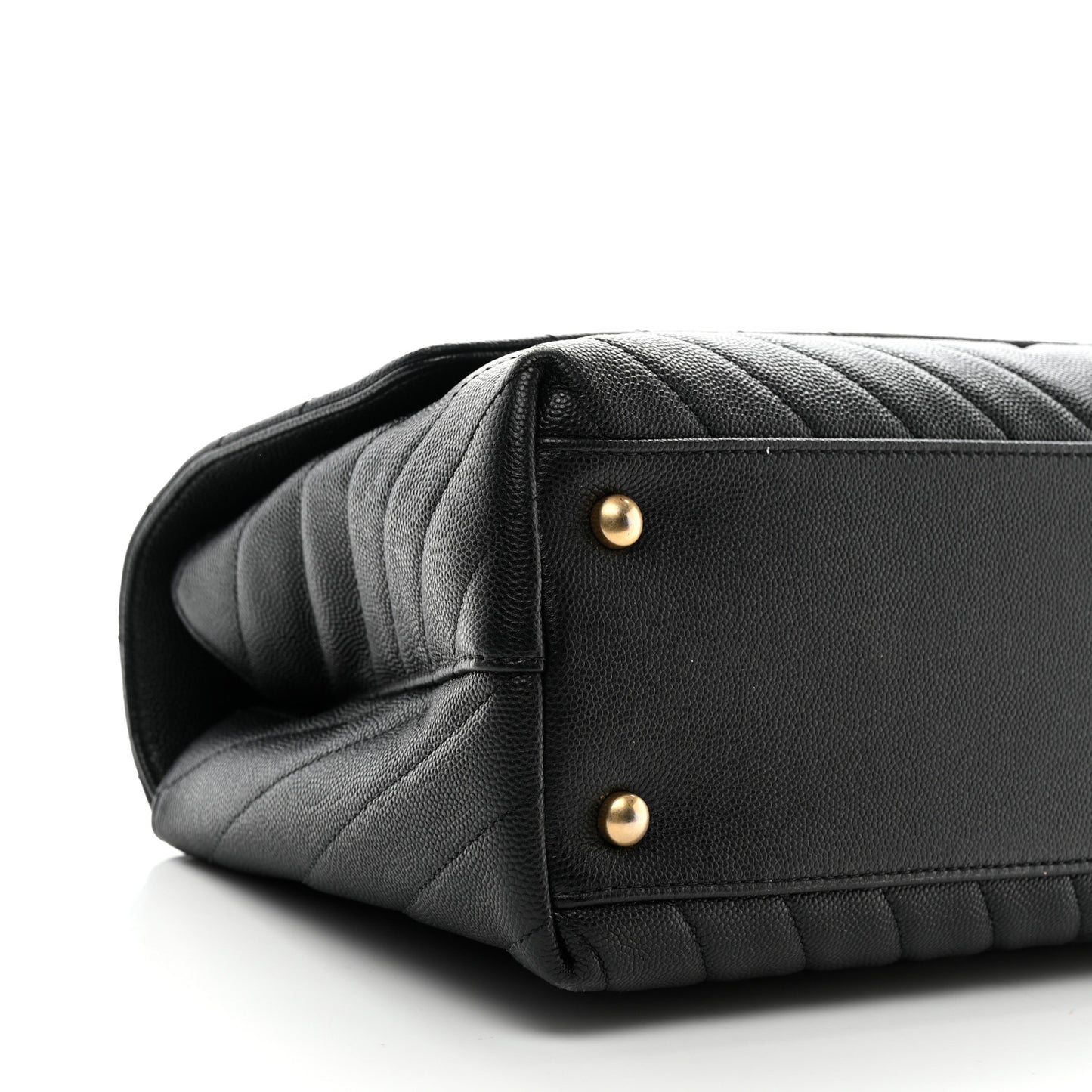 Caviar Chevron Quilted Small Coco Handle Flap Black