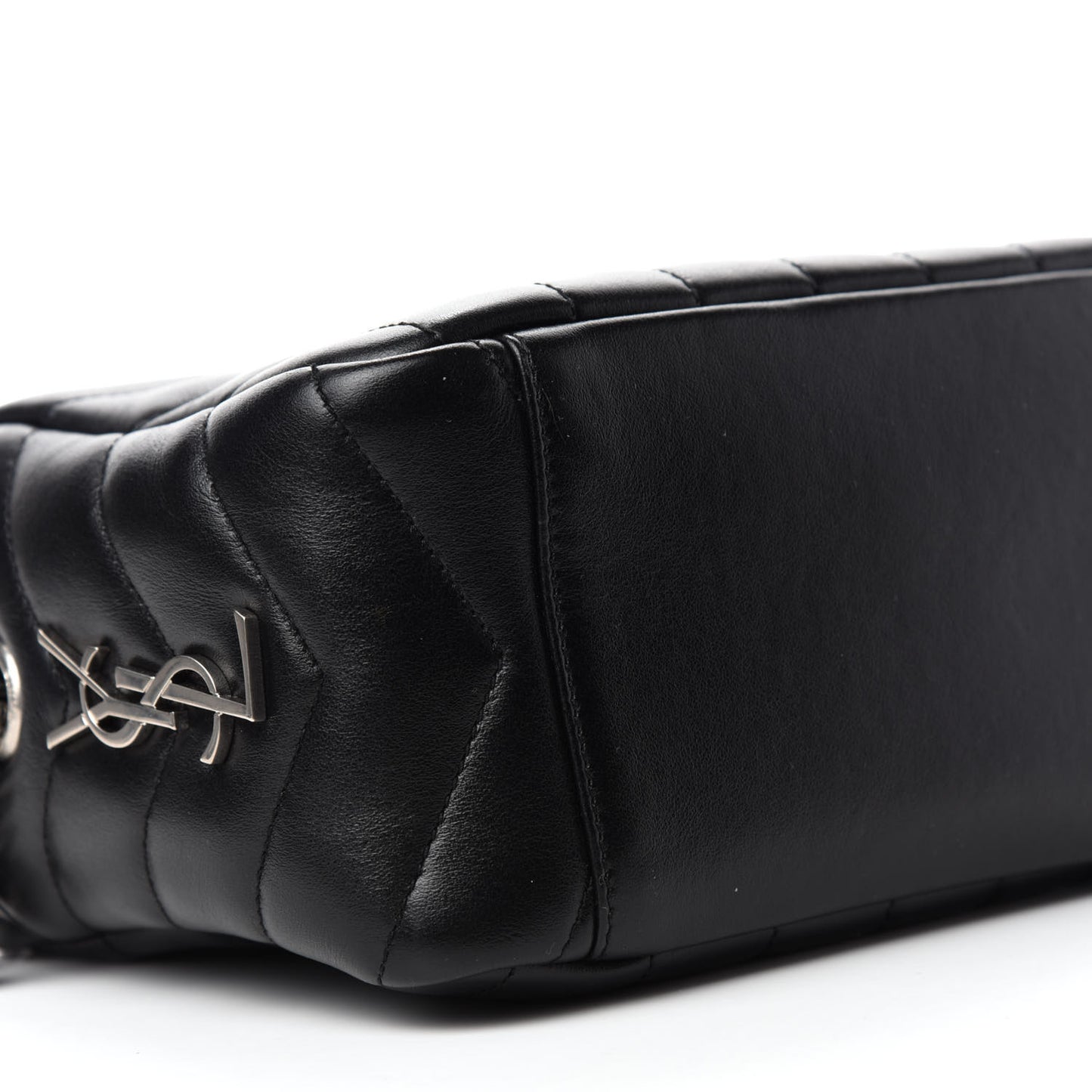 Calfskin Y Quilted Monogram Small Loulou Bowling Bag Black