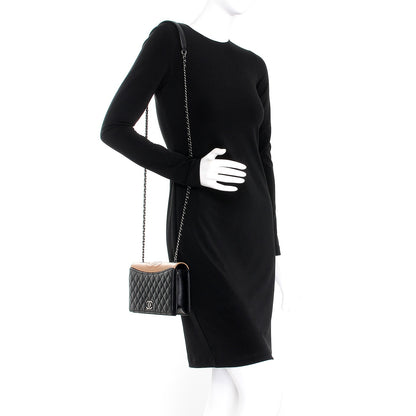 Chanel Calfskin Quilted Small Ballerine Flap Black Beige 2 of 10