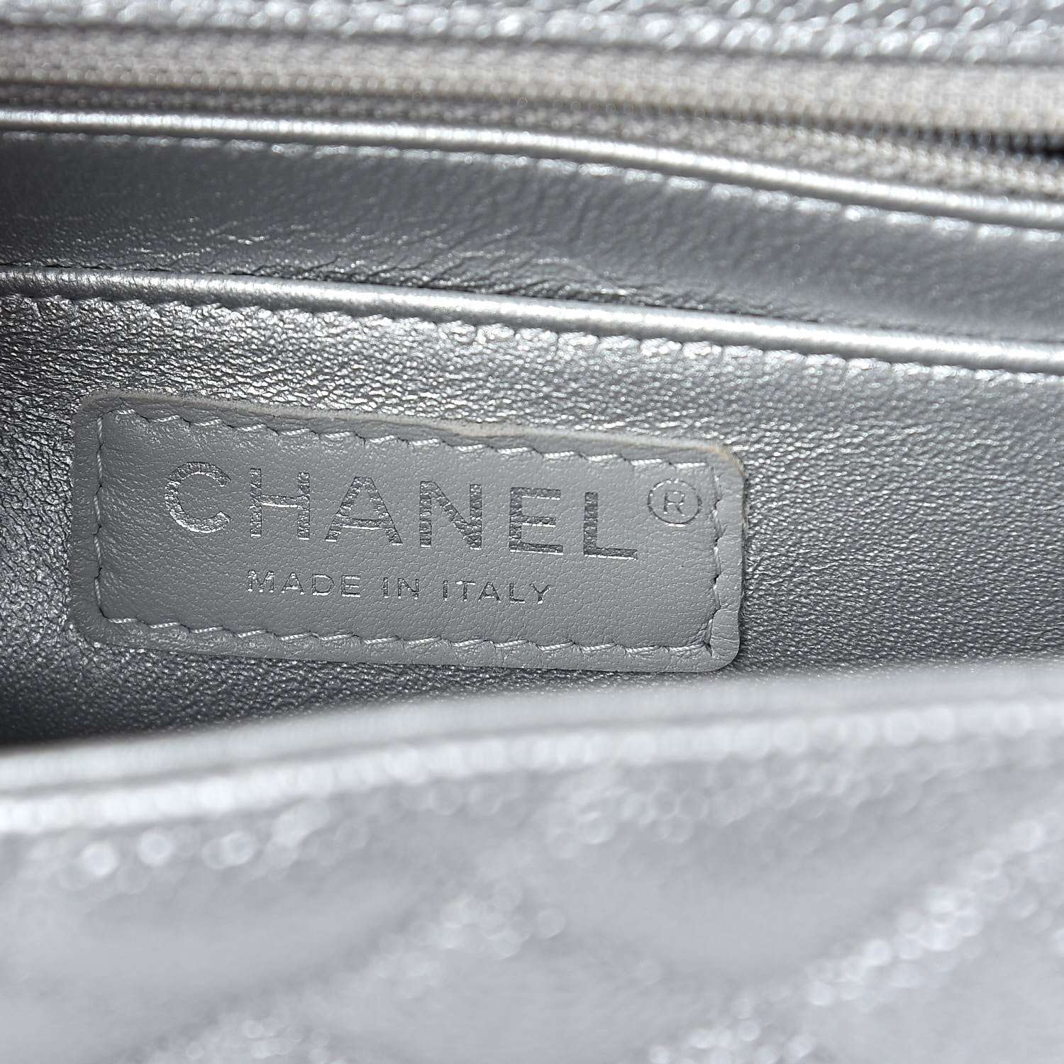 Chanel Metallic Caviar Quilted Mini Square Flap Silver 5 of 10