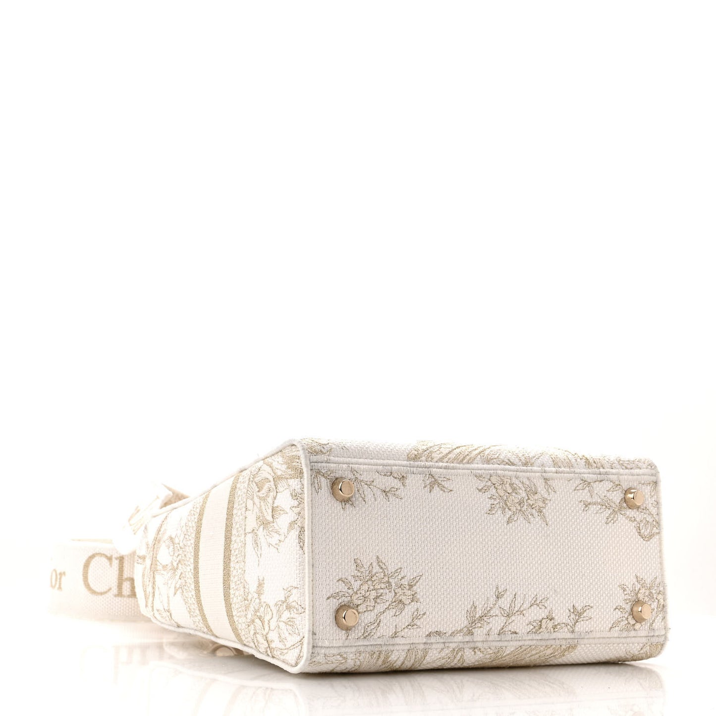 Canvas Embroidered Jardin D'Hiver Medium Lady D-Lite White Gold
