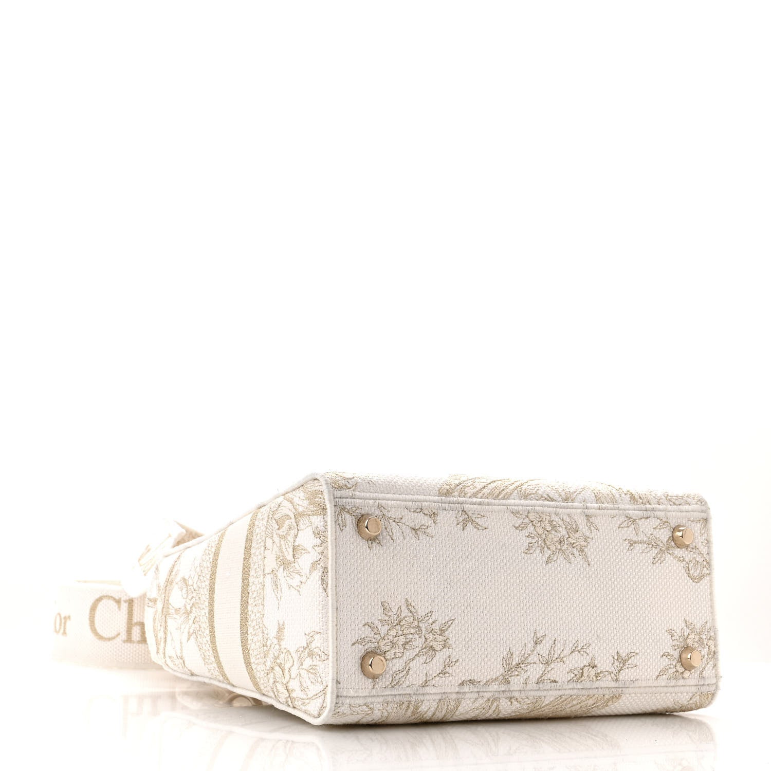 Christian Dior Canvas Embroidered Jardin D'Hiver Medium Lady D-Lite White Gold 4 of 11