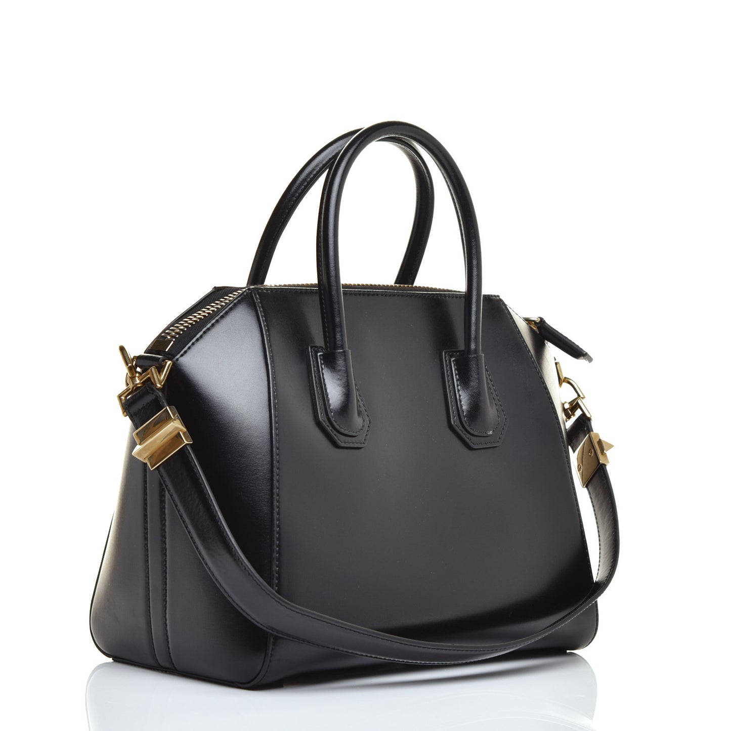 Shiny Lord Calfskin Small Antigona Black