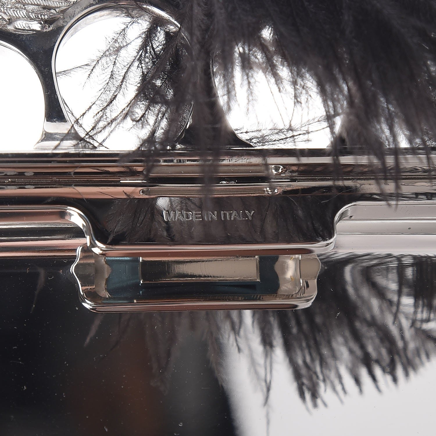 Alexander McQueen Metallic Feather Embellished Bird Knuckle Clutch Silver 6 of 6
