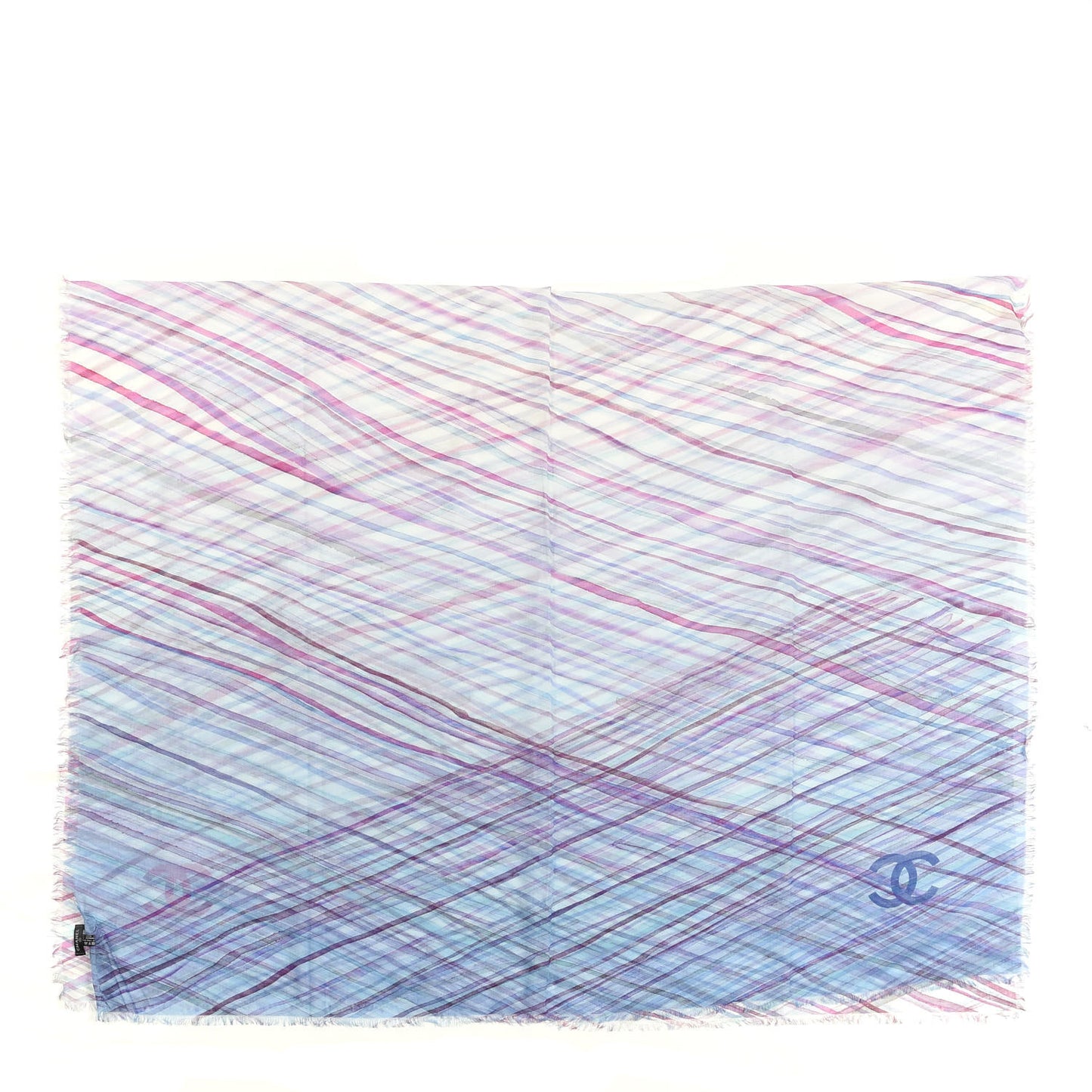 Cotton Cashmere CC Striped Pareo Scarf Blue