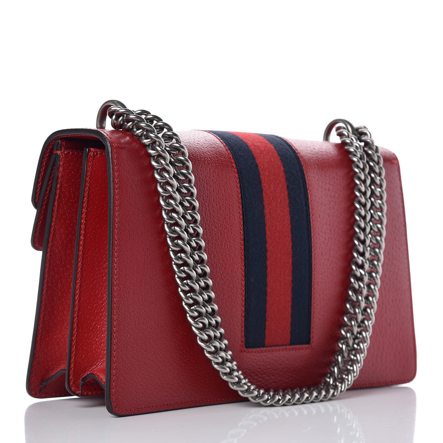 Gucci Calfskin Web Floral Embroidered Small Dionysus Shoulder Bag Hibiscus Red 3 of 11