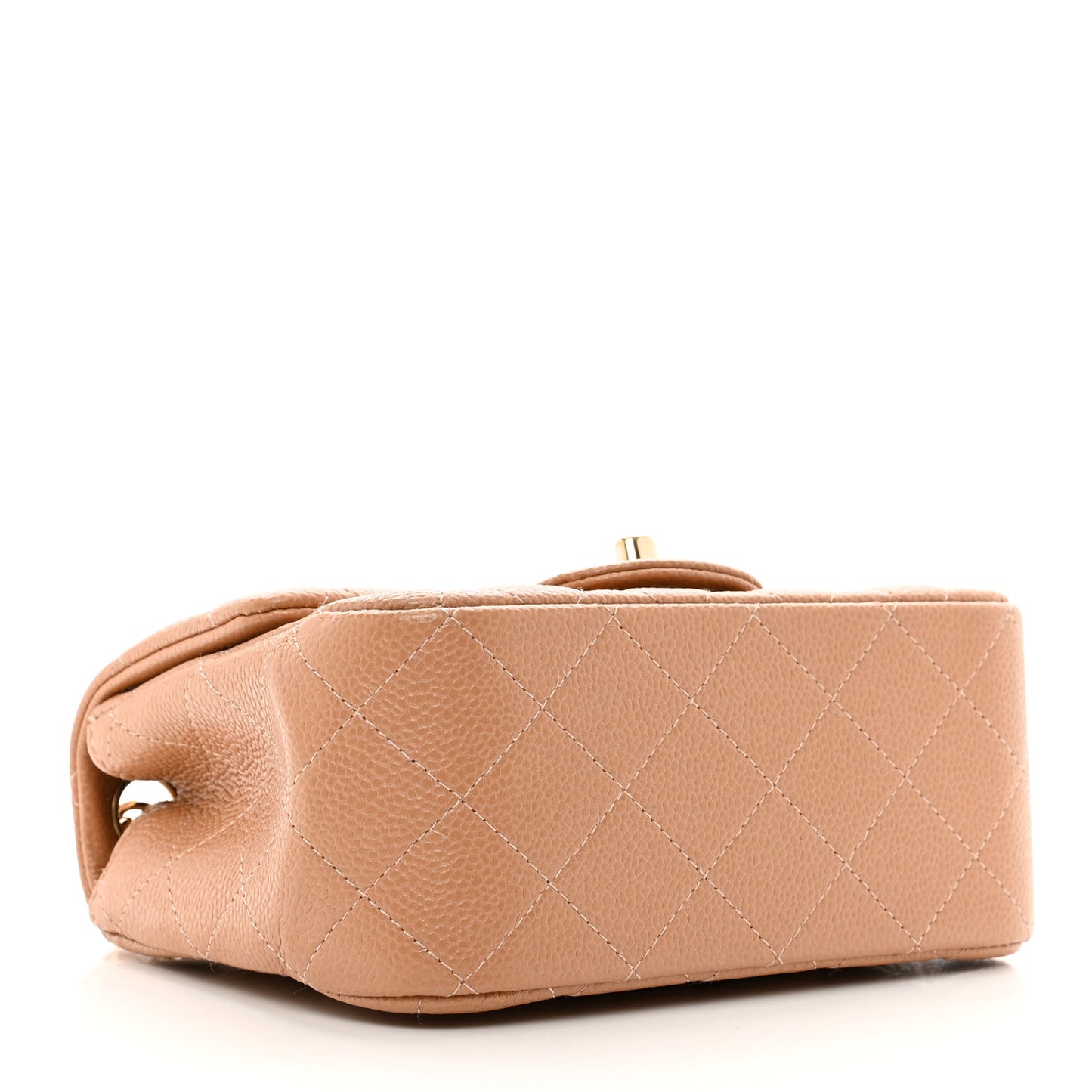 Caviar Quilted Mini Square Flap Beige