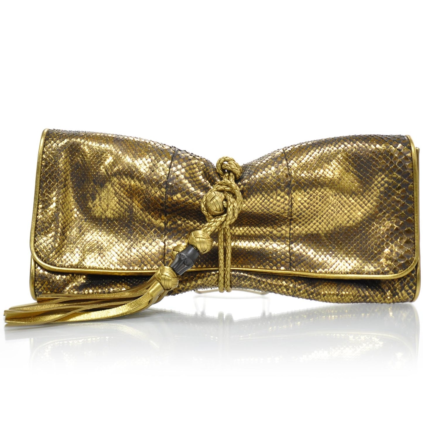 Metallic Python Malika Clutch Gold