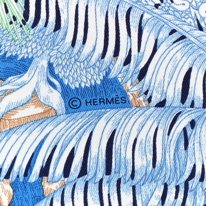 Hermes Silk Faubourg Tropical Scarf 90 Bleu Jean Vert Jaune Sofre 3 of 8