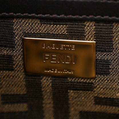 Fendi Fabric Jacquard FF 1974 Medium Baguette Tobacco Moro Black 6 of 12