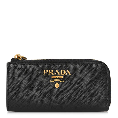 Prada Saffiano Metal Zip Around Key Holder Black 1 of 8