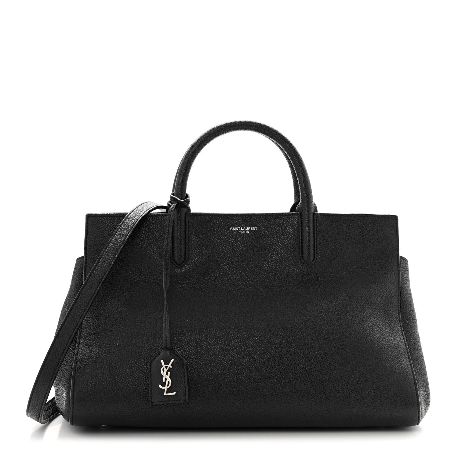 Saint Laurent Grained Calfskin Small Cabas Rive Gauche Black 1 of 12