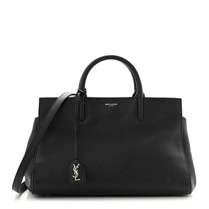 Saint Laurent Grained Calfskin Small Cabas Rive Gauche Black 1 of 12