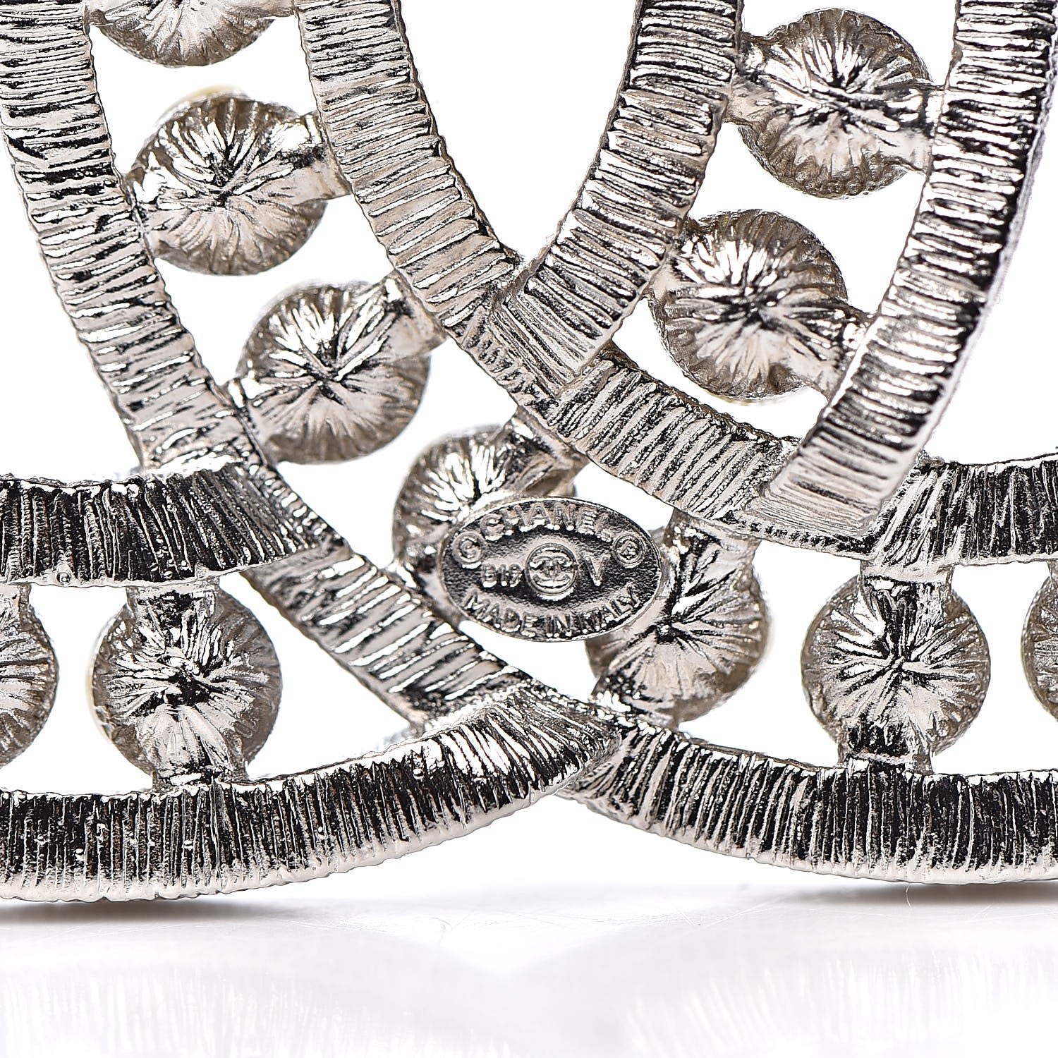 Chanel Pearl Crystal CC Brooch Silver 4 of 5