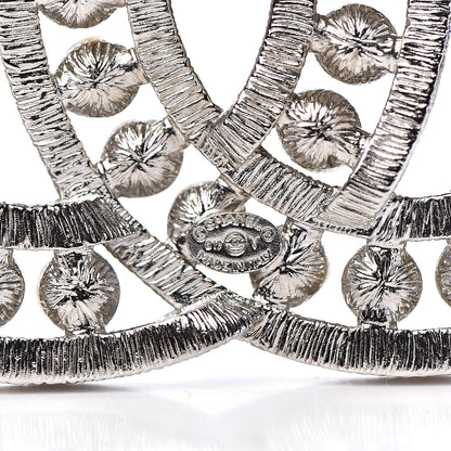 Chanel Pearl Crystal CC Brooch Silver 4 of 5