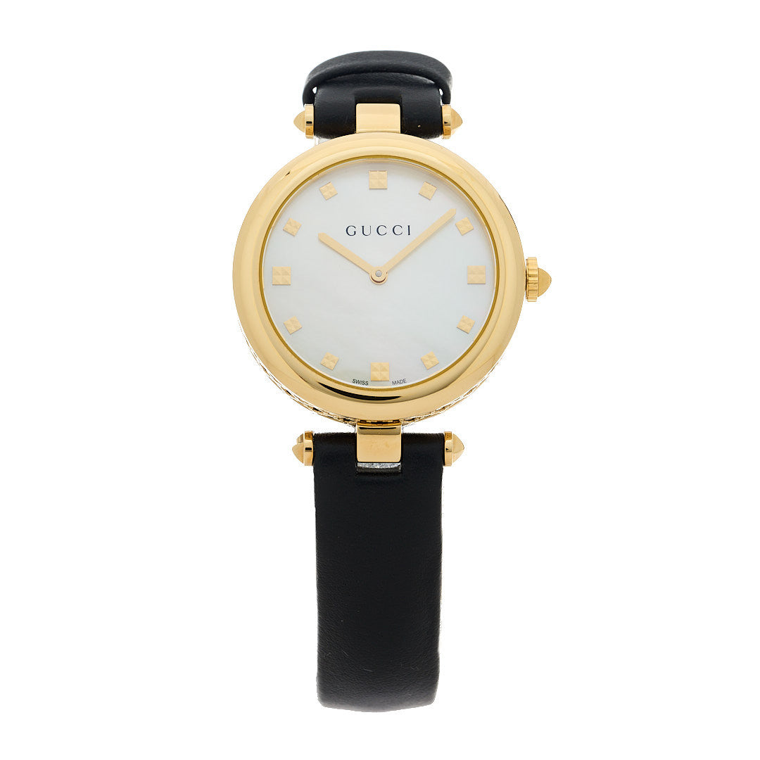 Gucci Stainless Steel Calfskin Mother of Pearl 32mm Diamantissima Quartz Watch 1 of 5