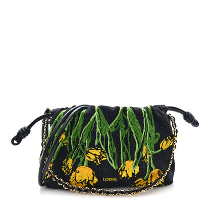 Loewe Denim Calfskin Tulip Paulas Ibiza Medium Donut Chain Flamenco Knot Clutch Black Multicolor 1 of 8