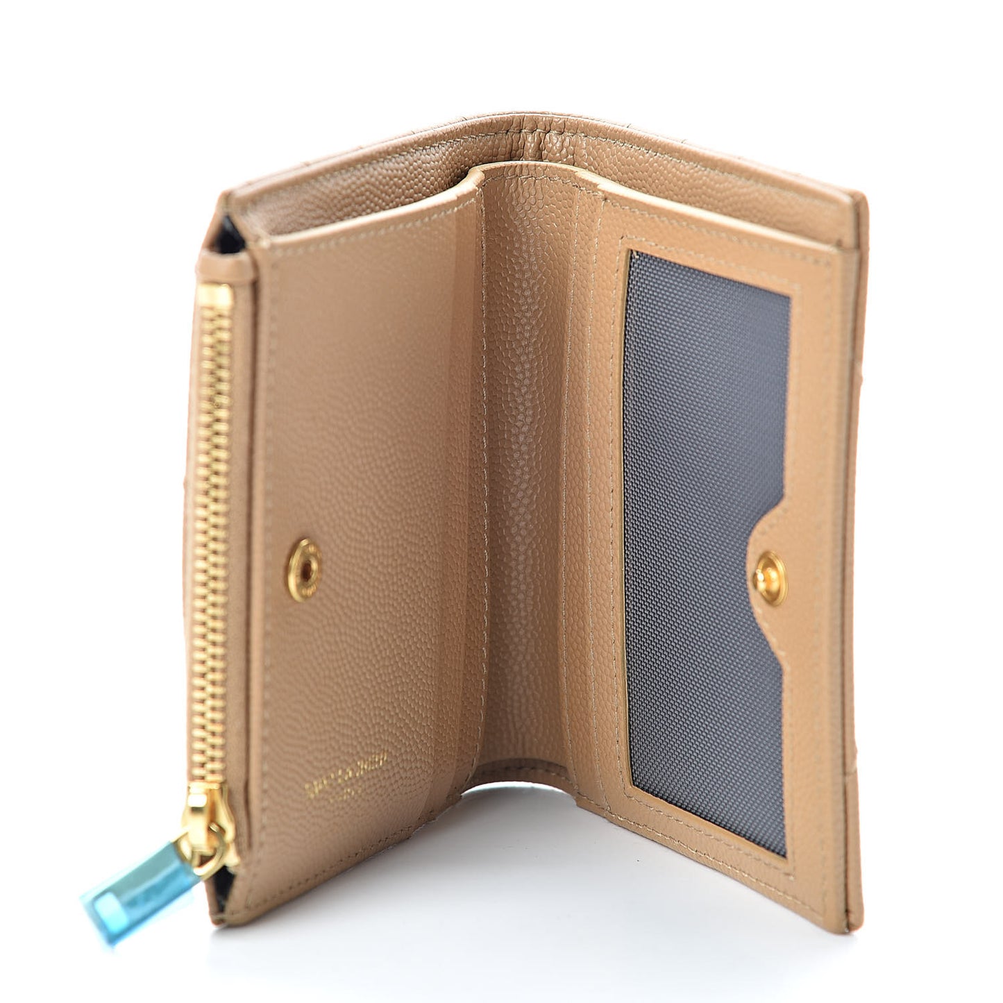 Grain De Poudre Matelasse Chevron Monogram Zipped Card Case Deep Beige