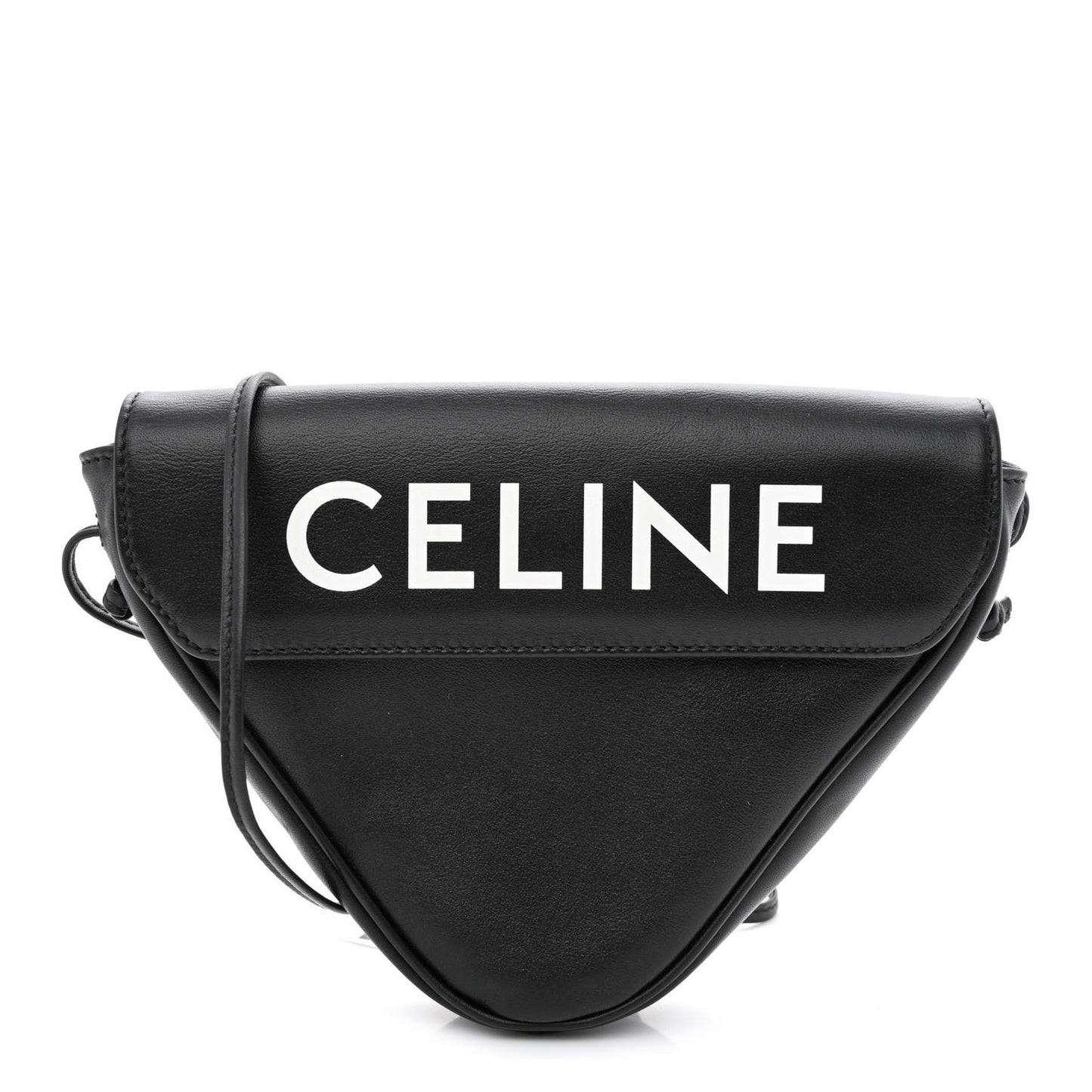 Smooth Calfskin Triangle Crossbody Bag Black