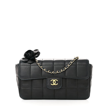 Chanel Lambskin Quilted Mini Chocolate Bar Camellia Flap Black 1 of 10