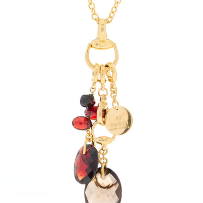 Gucci 18K Yellow Gold Garnet Smoky Quartz Horsebit Link Pendant Necklace 8 of 12
