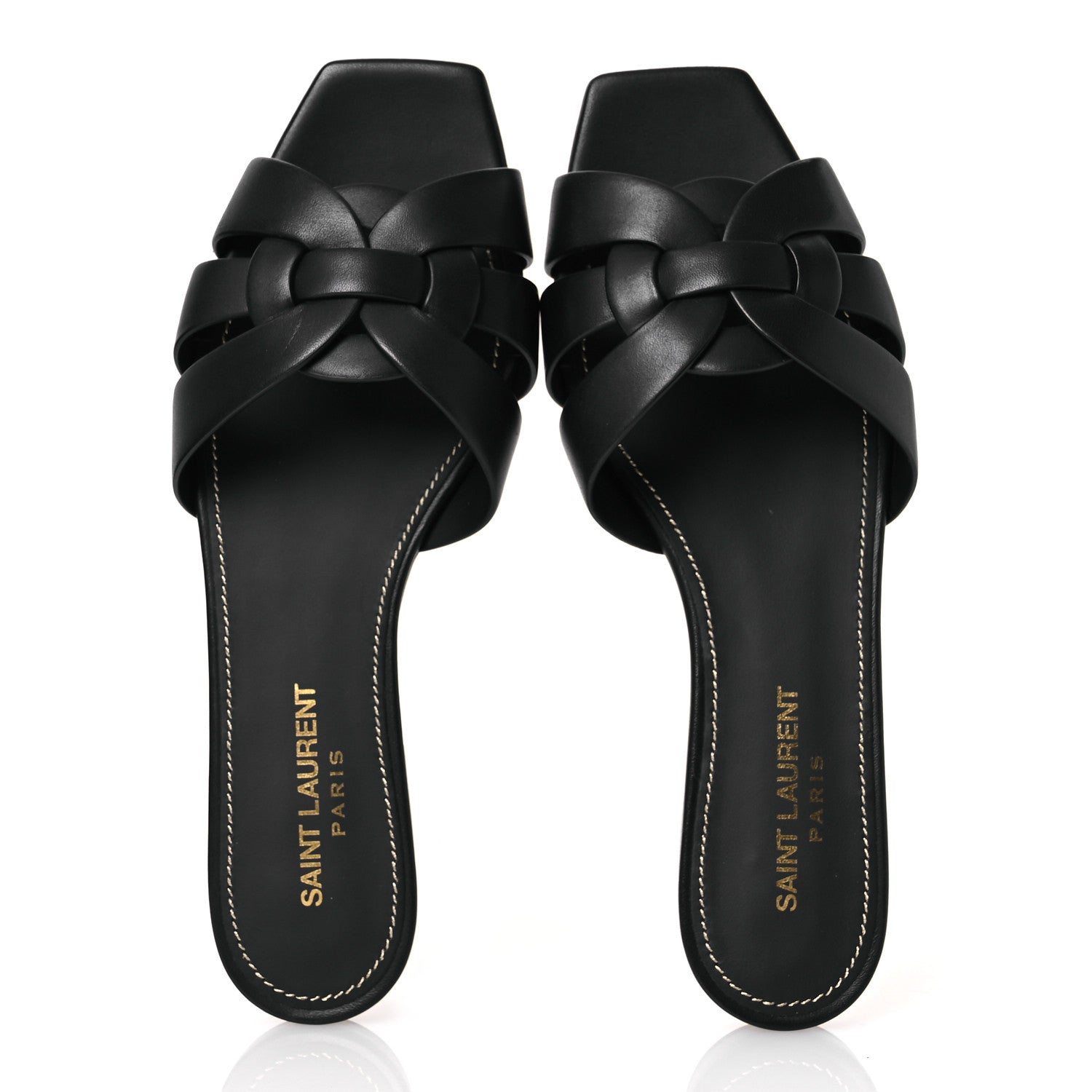 Saint Laurent Calfskin Tribute 05 Slide Sandals 36.5 Black 2 of 11