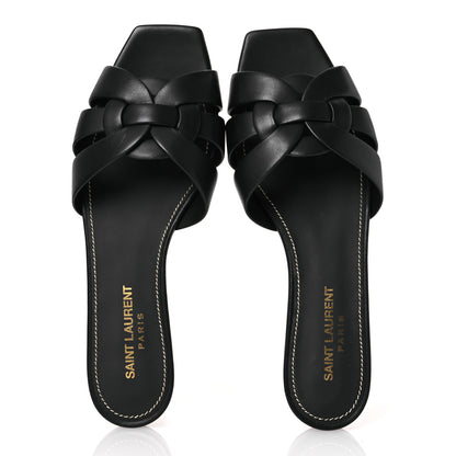 Saint Laurent Calfskin Tribute 05 Slide Sandals 36.5 Black 2 of 11