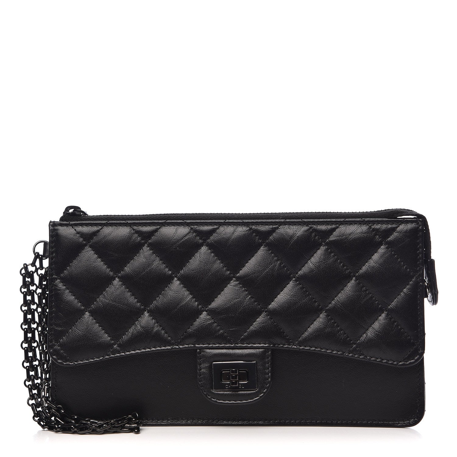 Chanel Aged Calfskin Quilted 2.55 Reissue Pouch With Chain Handle So Black 1 of 11