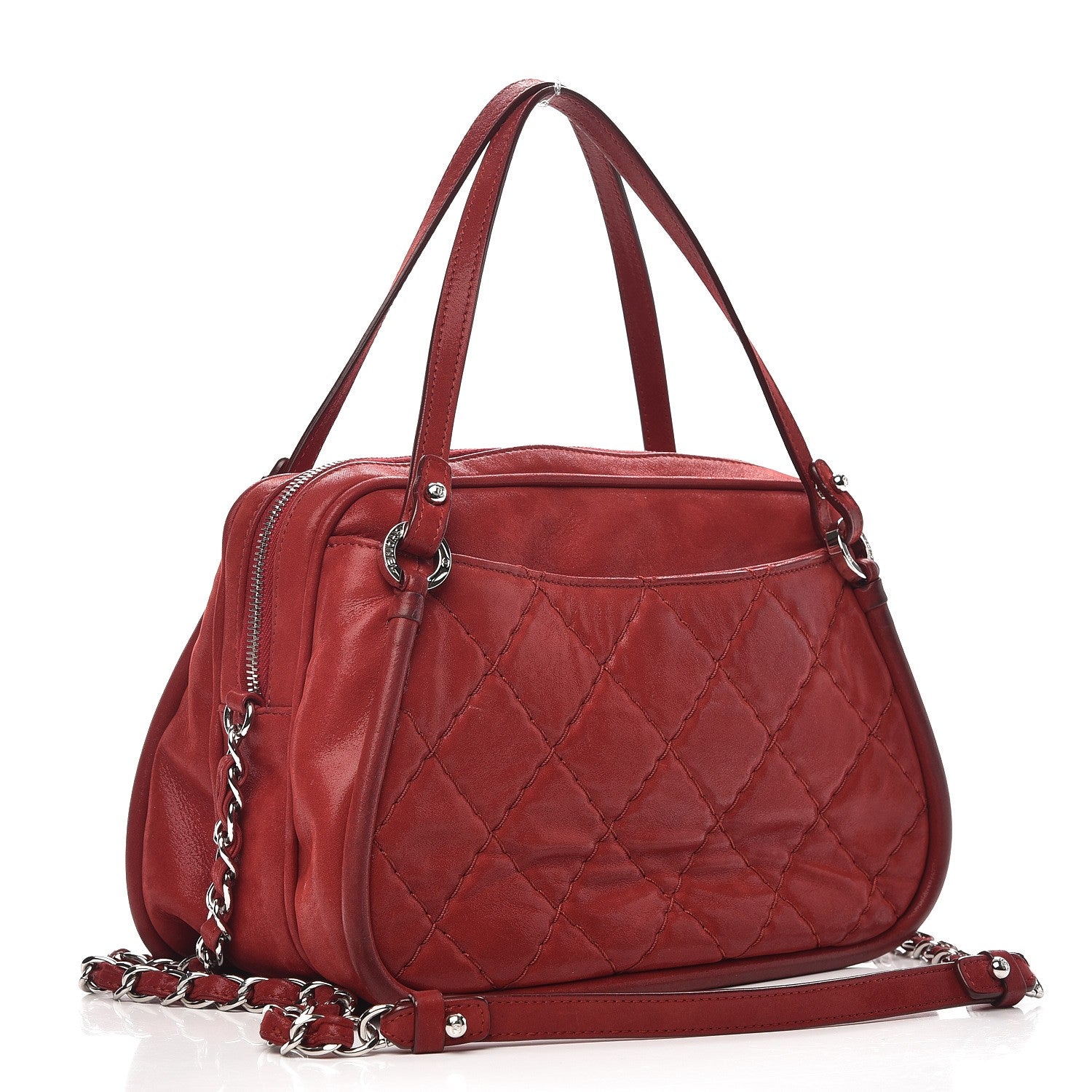 Chanel Iridescent Calfskin Quilted Relax CC Camera Case Red 3 of 9