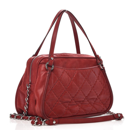 Chanel Iridescent Calfskin Quilted Relax CC Camera Case Red 3 of 9