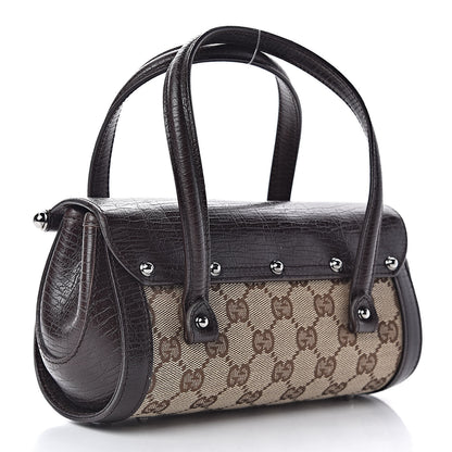 Gucci Monogram Small Bamboo Bullet Satchel Brown 3 of 10
