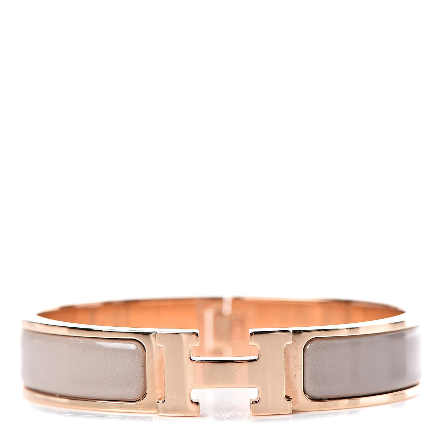 Enamel Clic Clac H Narrow Bracelet PM Marron Glace