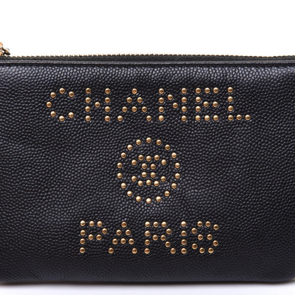 Chanel Caviar Studded Deauville Cosmetic Pouch Black 10 of 12
