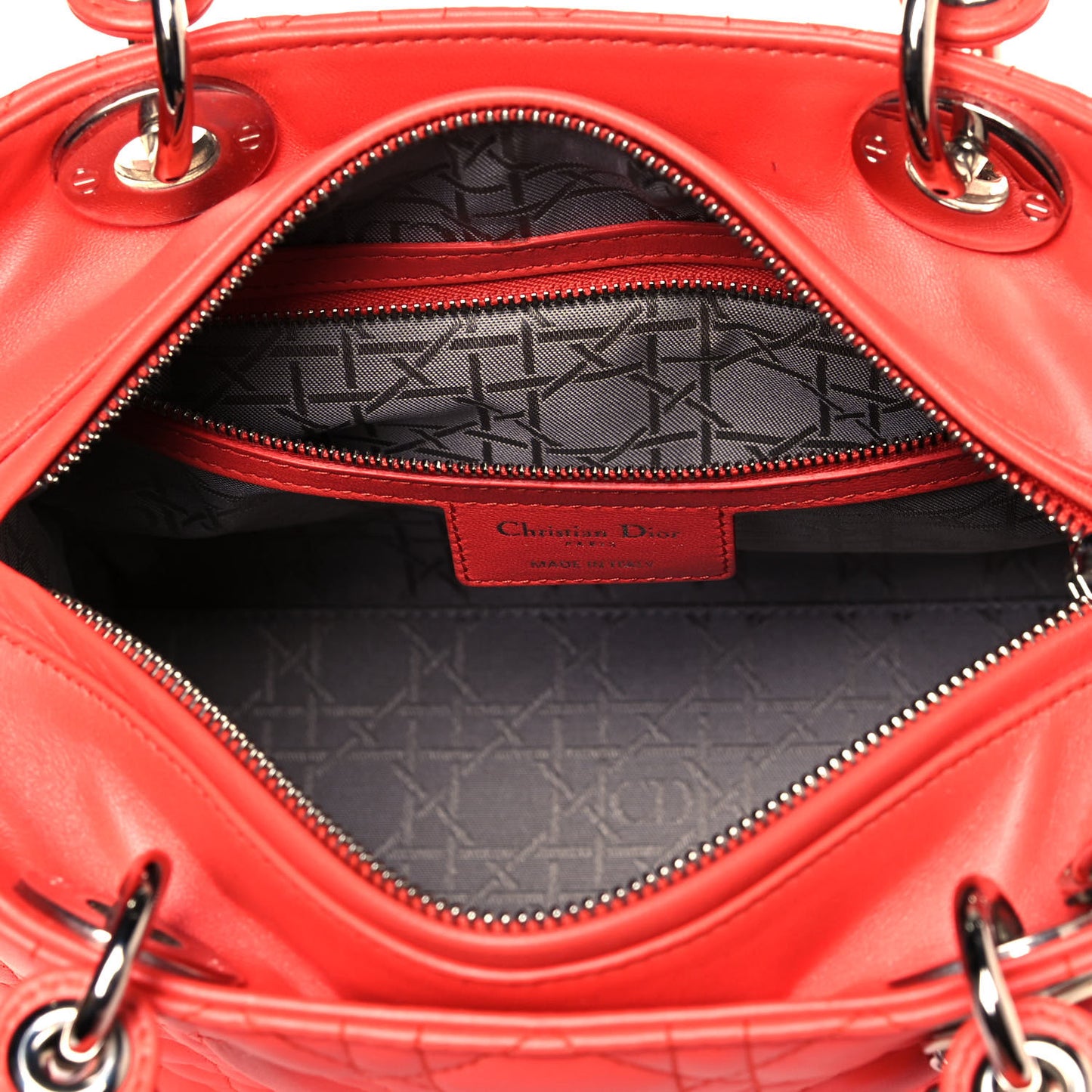 Lambskin Cannage Medium Lady Dior Coral