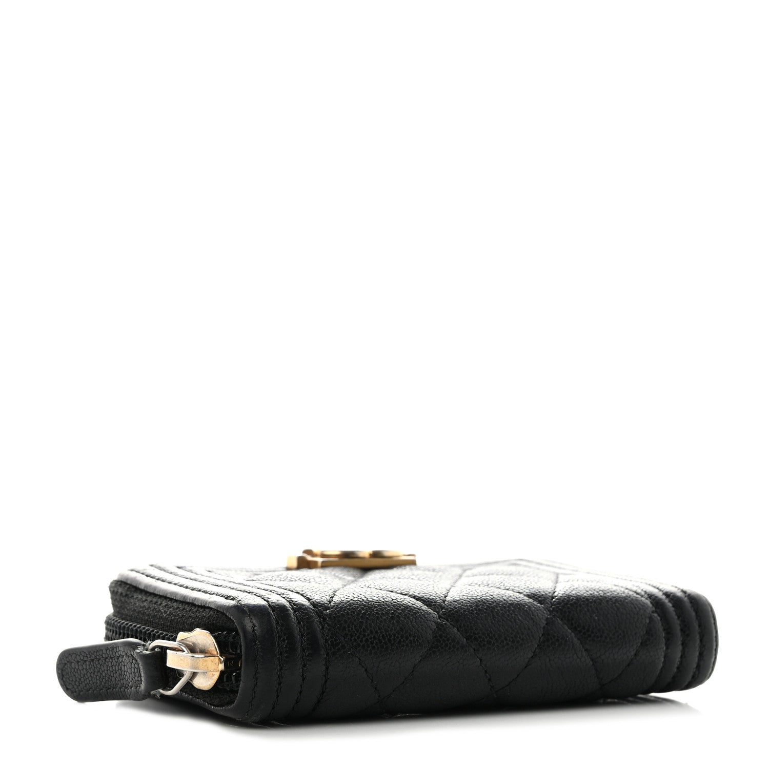 Chanel Caviar Quilted Boy Zip Around Coin Purse Wallet Black 4 of 11