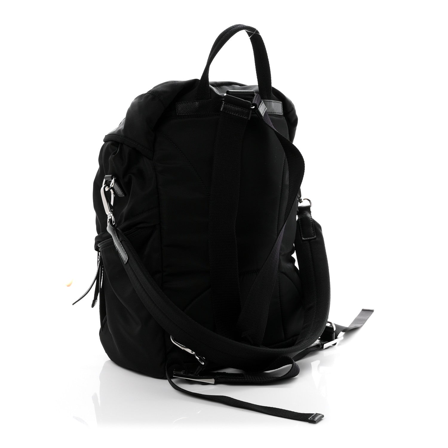 Prada Re-Nylon Saffiano Logo Double Buckle Backpack Black 3 of 9