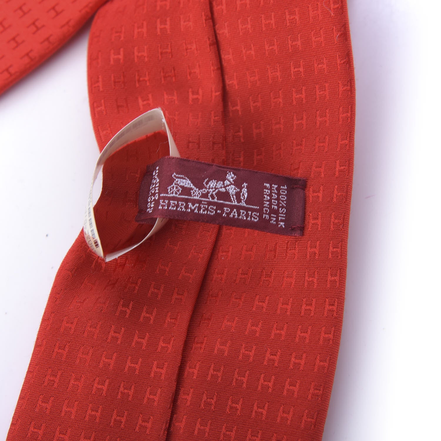 Hermes Mens Silk New Faconnee Neck Tie Rouge Vif 3 of 3