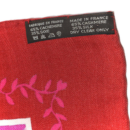 Hermes Cashmere Silk Aux Portes Du Palais Shawl 140 Framboise Rose Mauve 4 of 5
