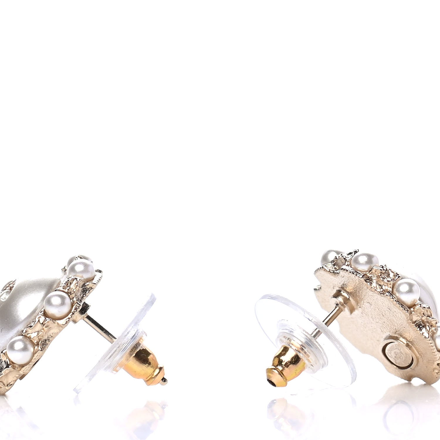 Chanel Metal Pearl CC Round Earrings Gold 3 of 4