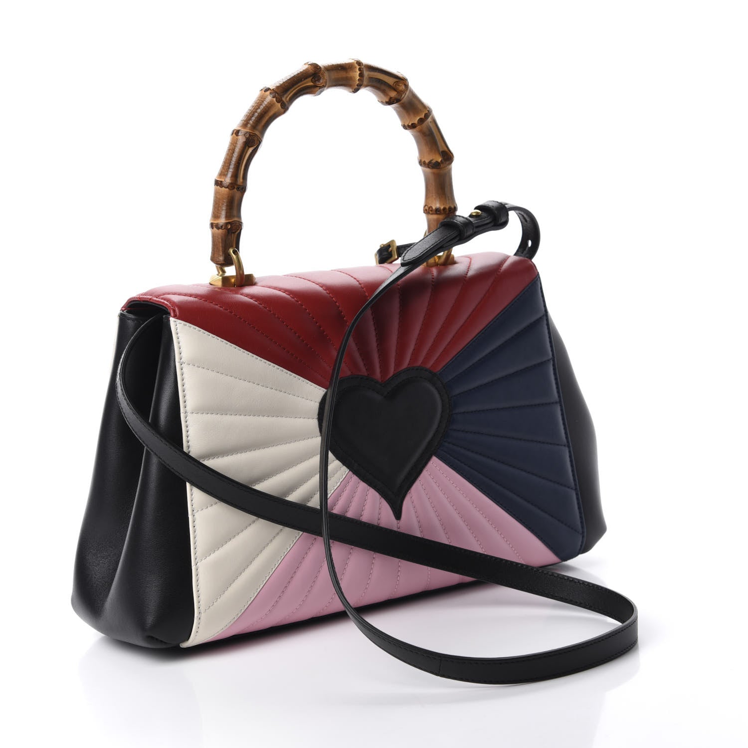Gucci Calfskin Bamboo Trapuntata Queen Margaret Top Handle Bag Blue Agata Hibiscus Red Mystic White Sugar Pink 3 of 10
