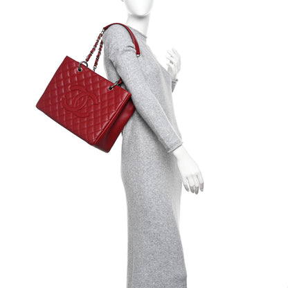 Chanel Caviar Quilted Grand Shopping Tote GST Red 2 of 13