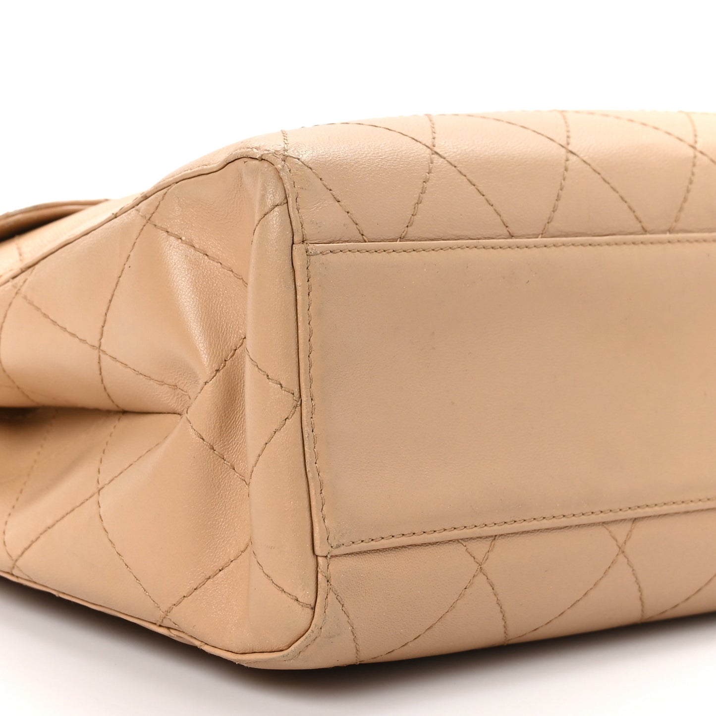 Caviar Stitched Shoulder Flap Bag Beige