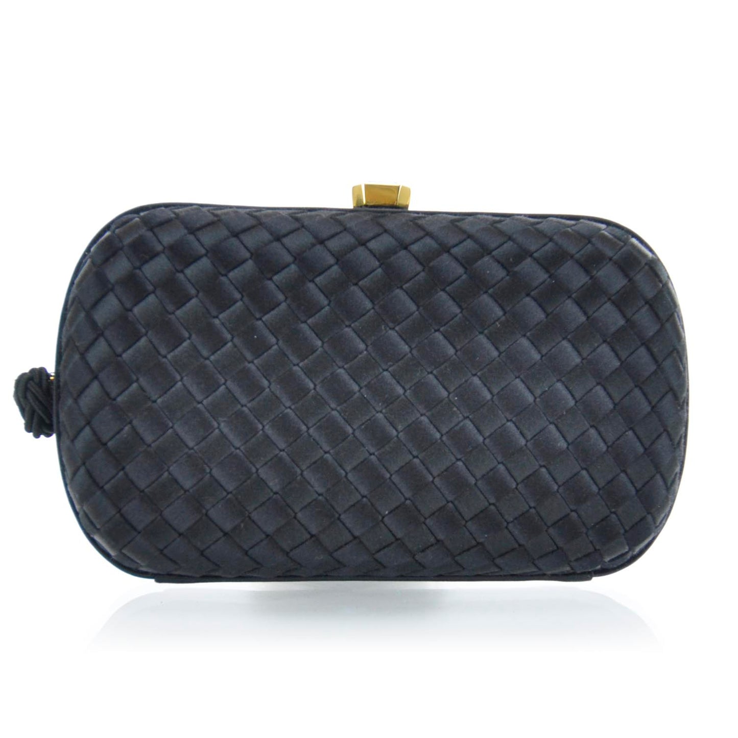 Satin Woven Evening Clutch Bag Black