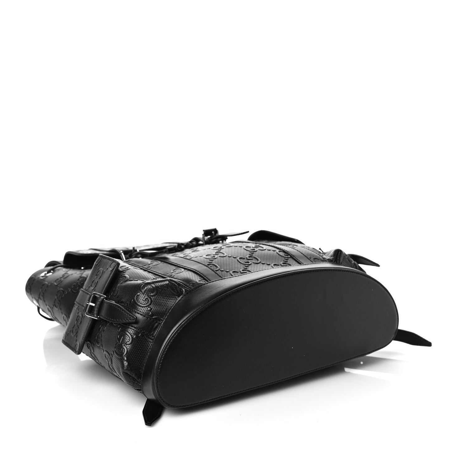 Calfskin GG Tennis Embossed Double Buckle Backpack Black
