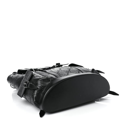 Gucci Calfskin GG Tennis Embossed Double Buckle Backpack Black 4 of 9