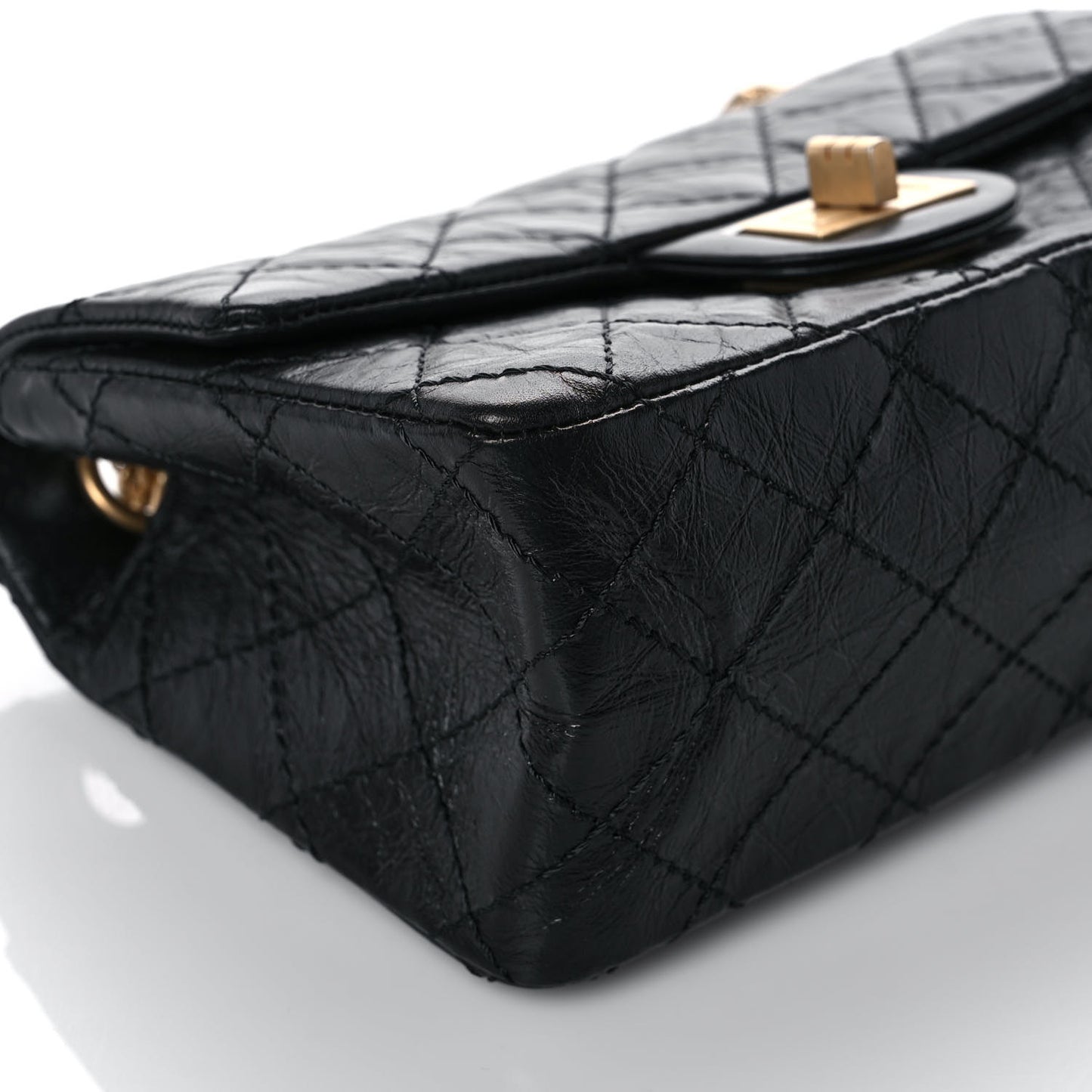 Aged Calfskin Quilted 2.55 Reissue Mini Flap Black