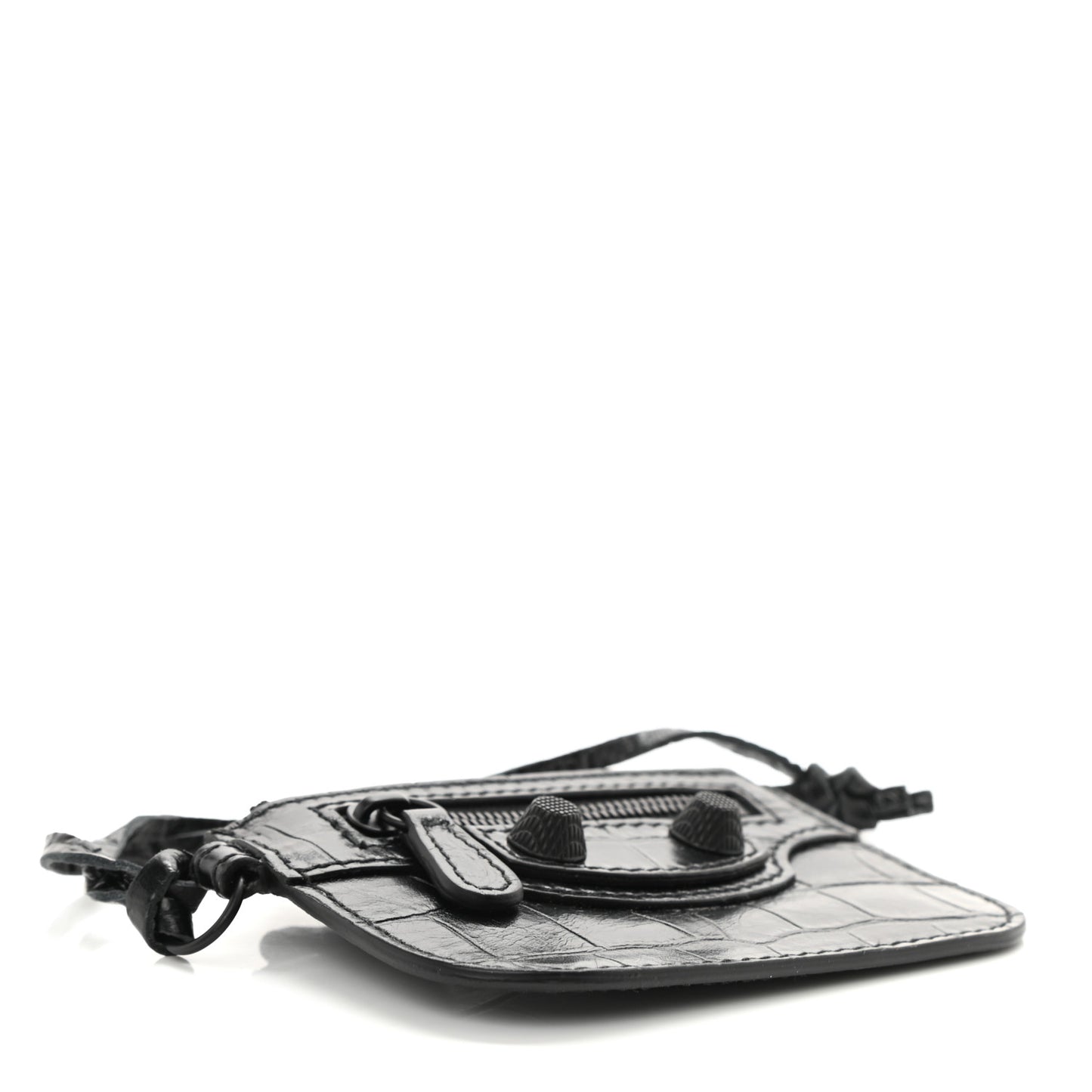 Calfskin Crocodile Embossed Le Cagole Pouch Black