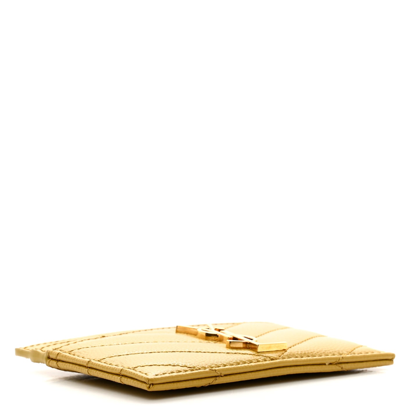 Grain De Poudre Matelasse Chevron Monogram Credit Card Case Light Chartreuse