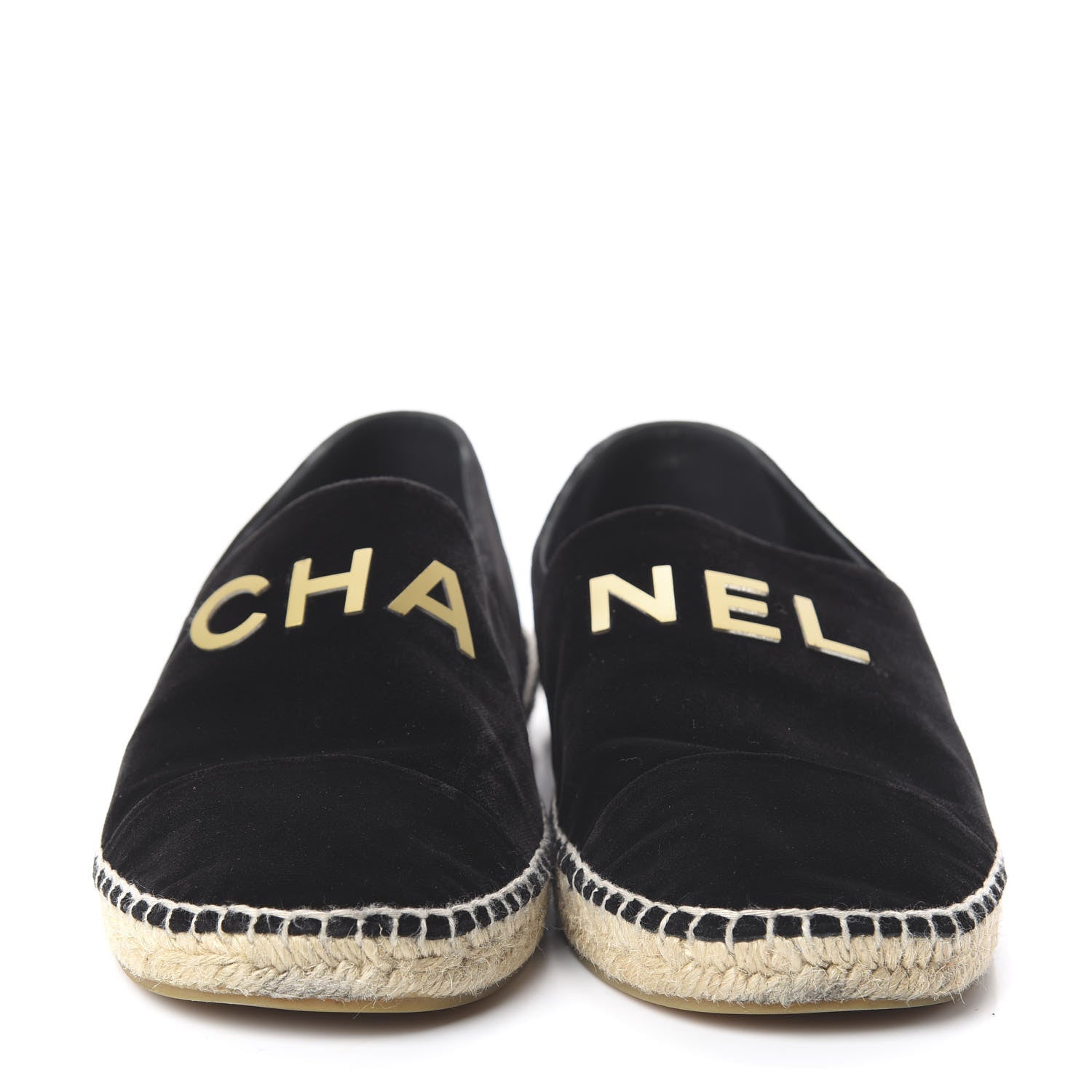 Chanel Velvet Logo Espadrilles 42 Black 2 of 7