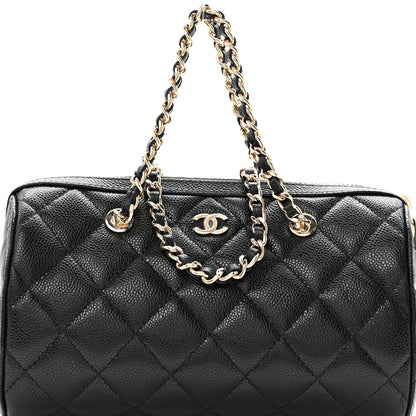 Chanel Caviar Quilted Barrel Clutch With Chain  Black 8 of 11
